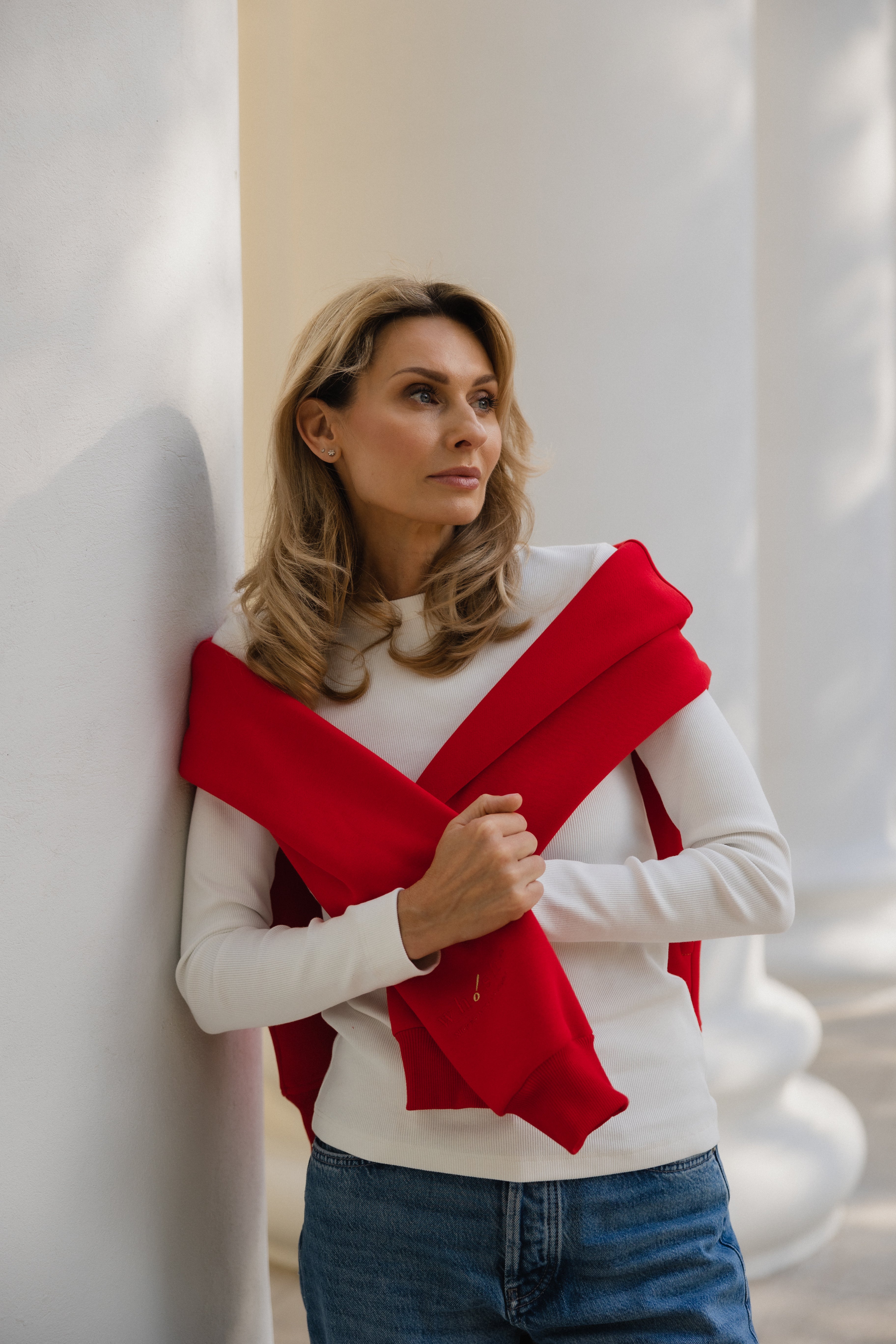 Simplex Long Sleeve Rib Tee in White