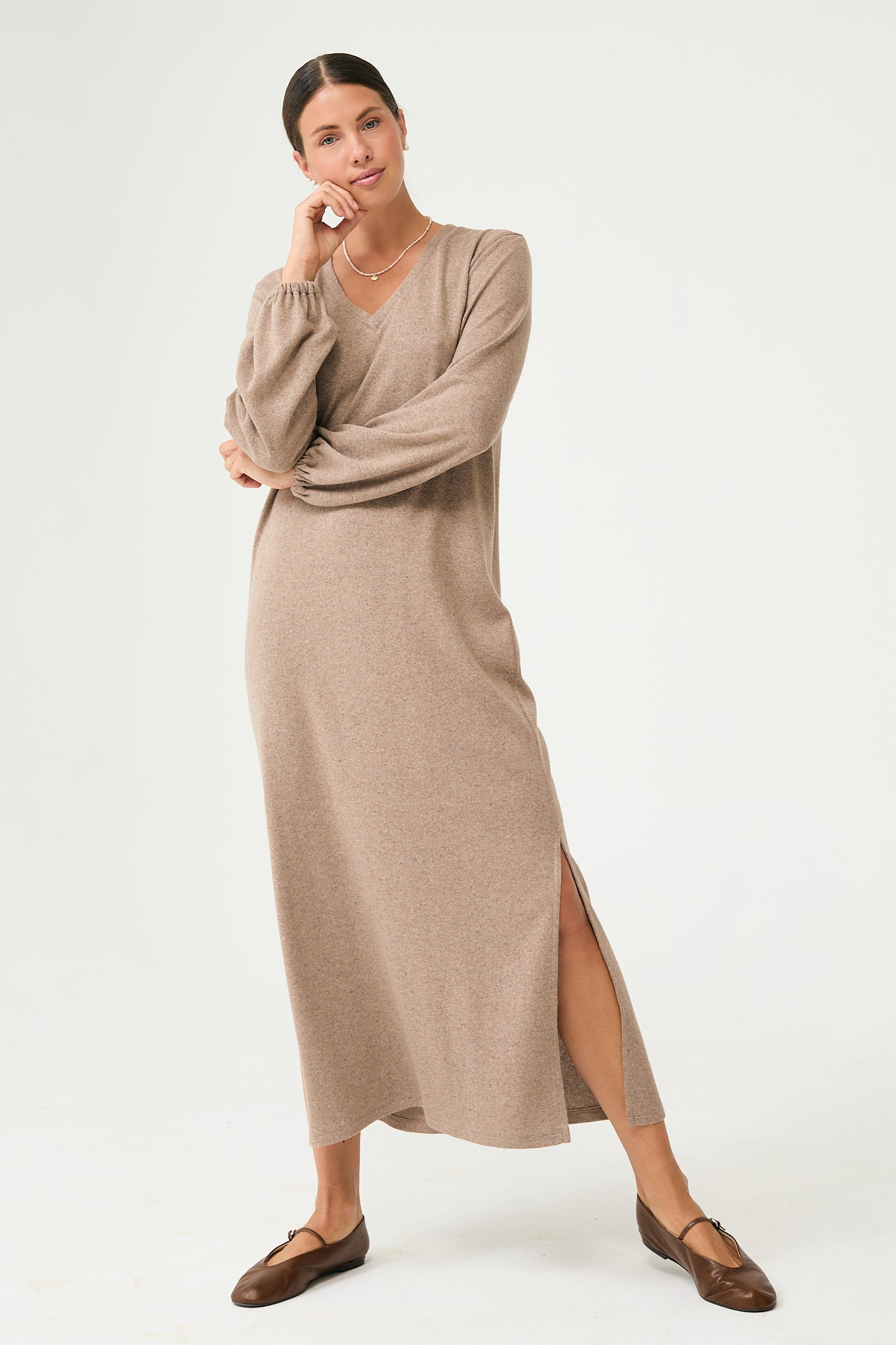 Aurum Midi Dress in Brown