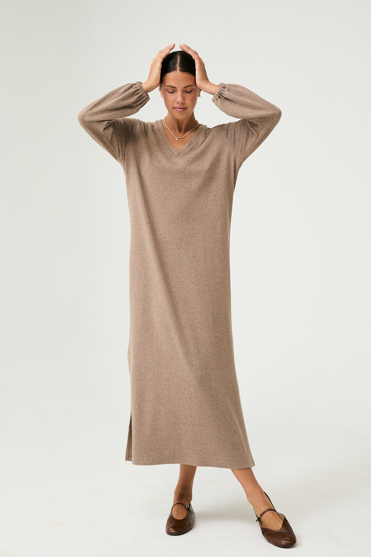 Aurum Midi Dress in Brown