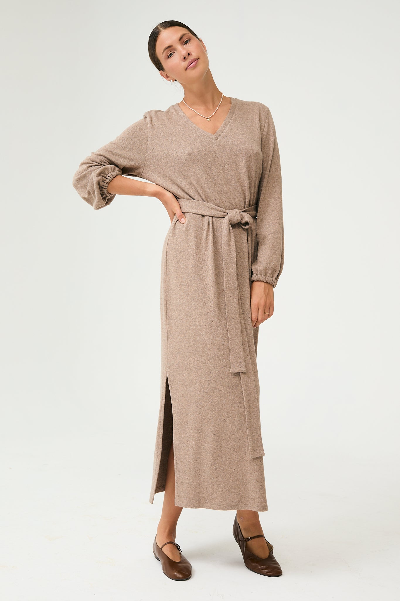 Aurum Midi Dress in Brown