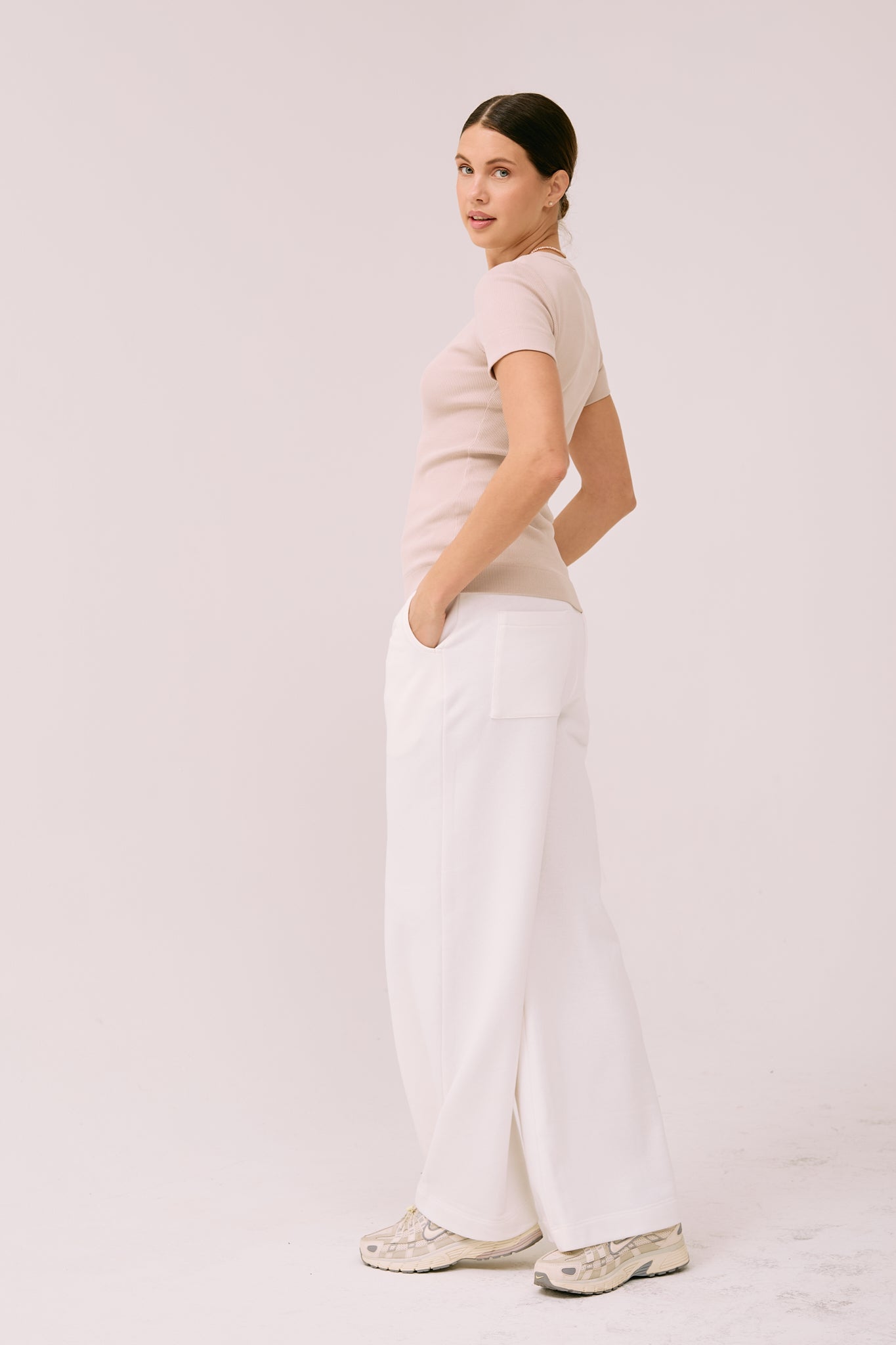 Simplex Short Sleeve Rib Tee in Creamy