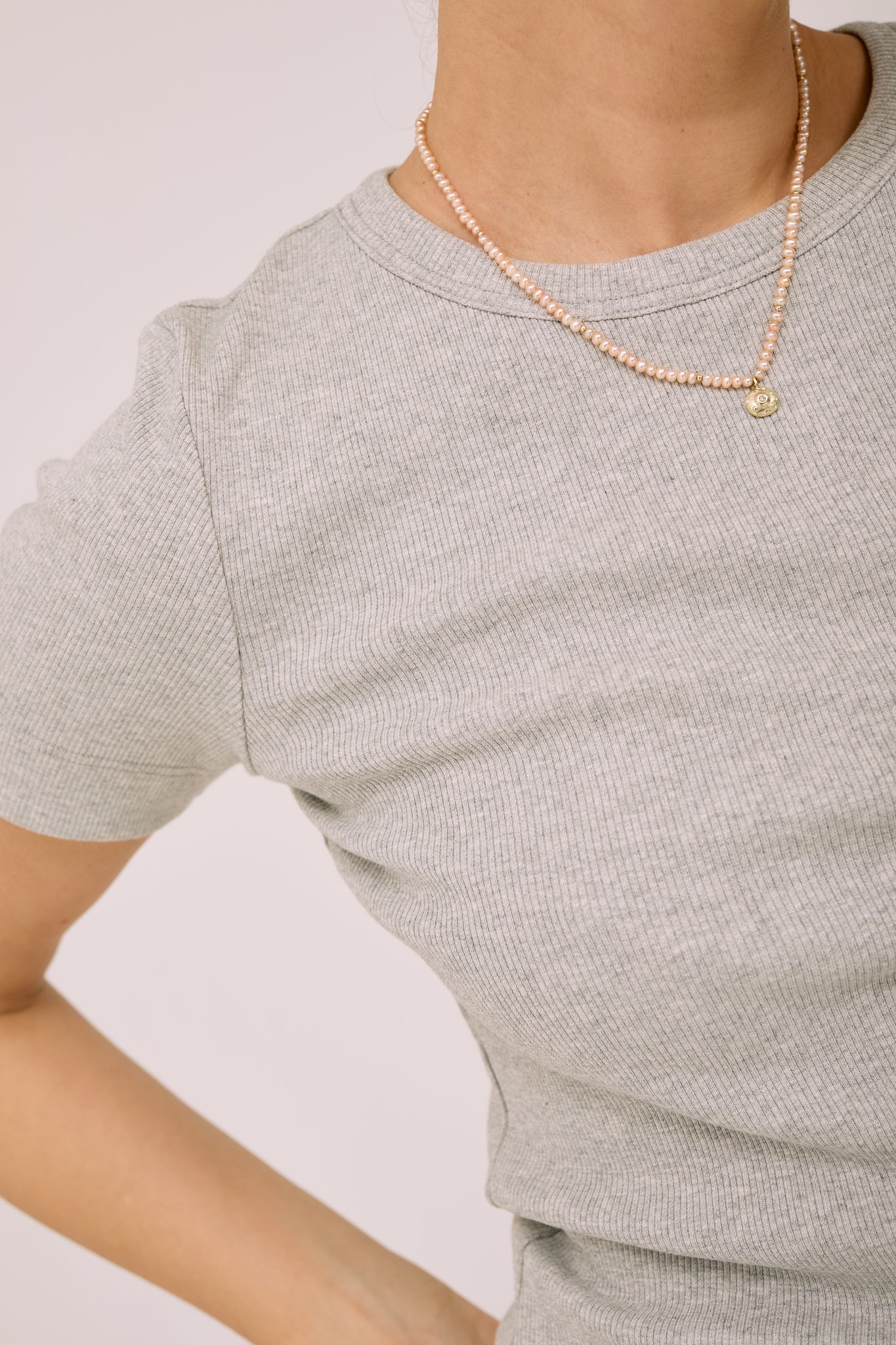 Simplex Short Sleeve Rib Tee in Grey