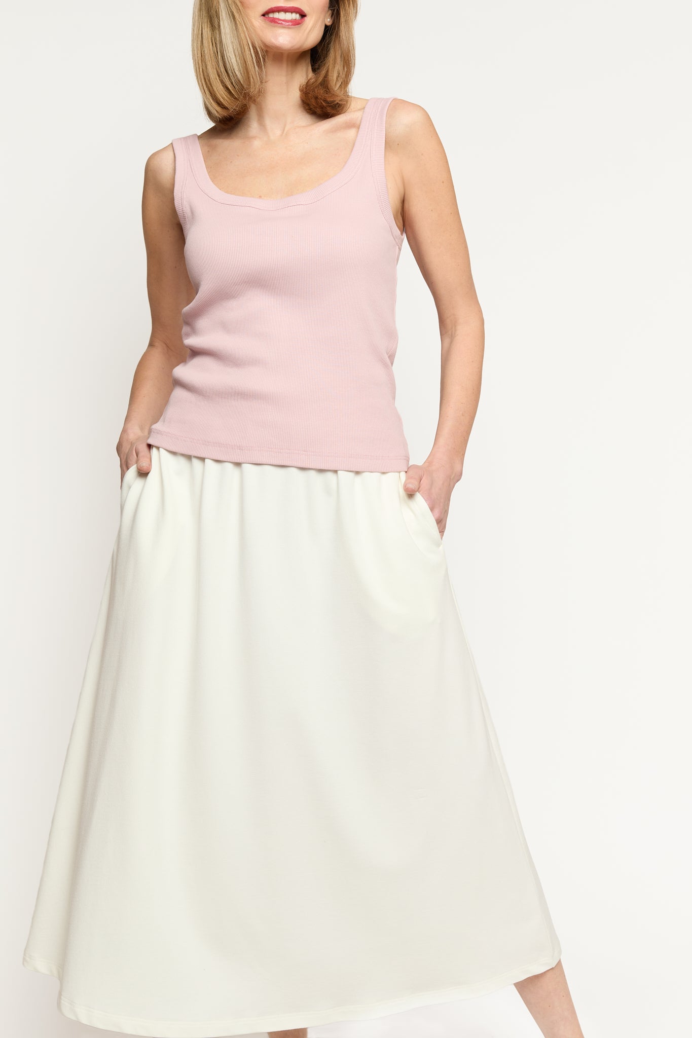 Simplex Sleeveless Rib Tee in Pink