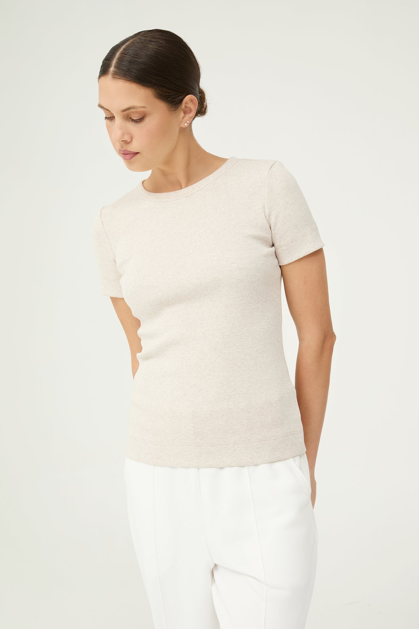 Simplex Short Sleeve Rib Tee in Sand