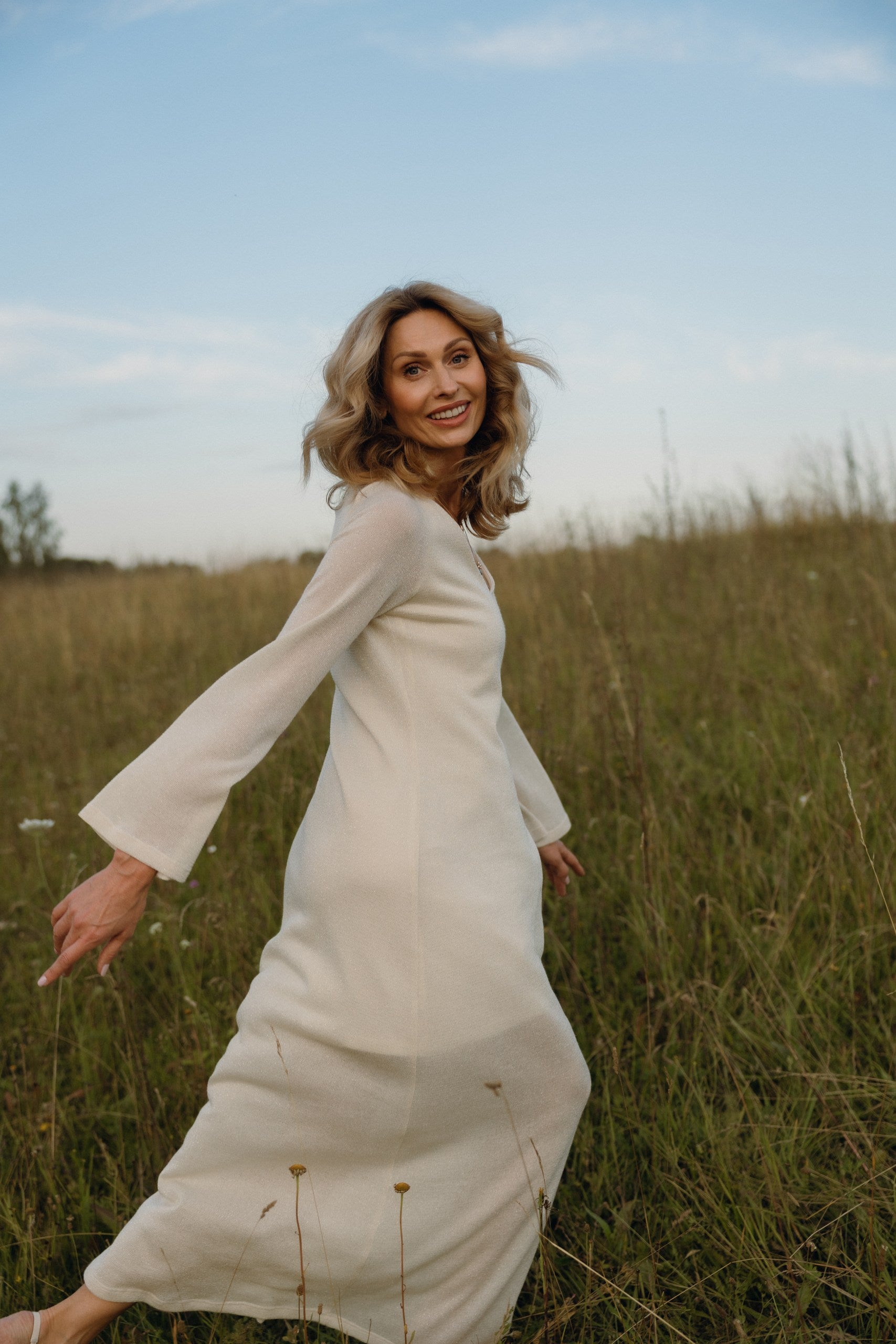 Shimmering Dress "Lucere" - sand color