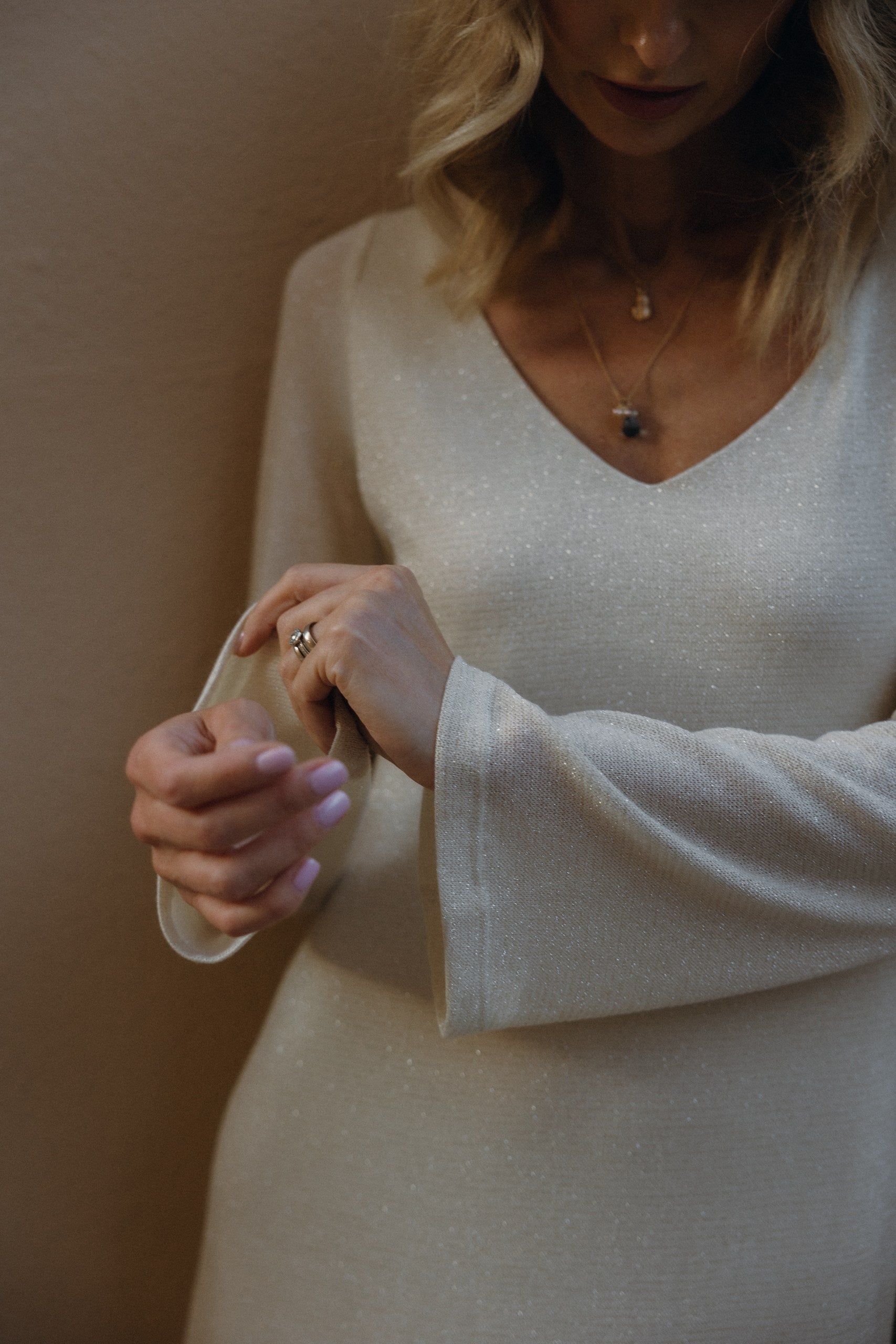 Shimmering Dress "Lucere" - sand color