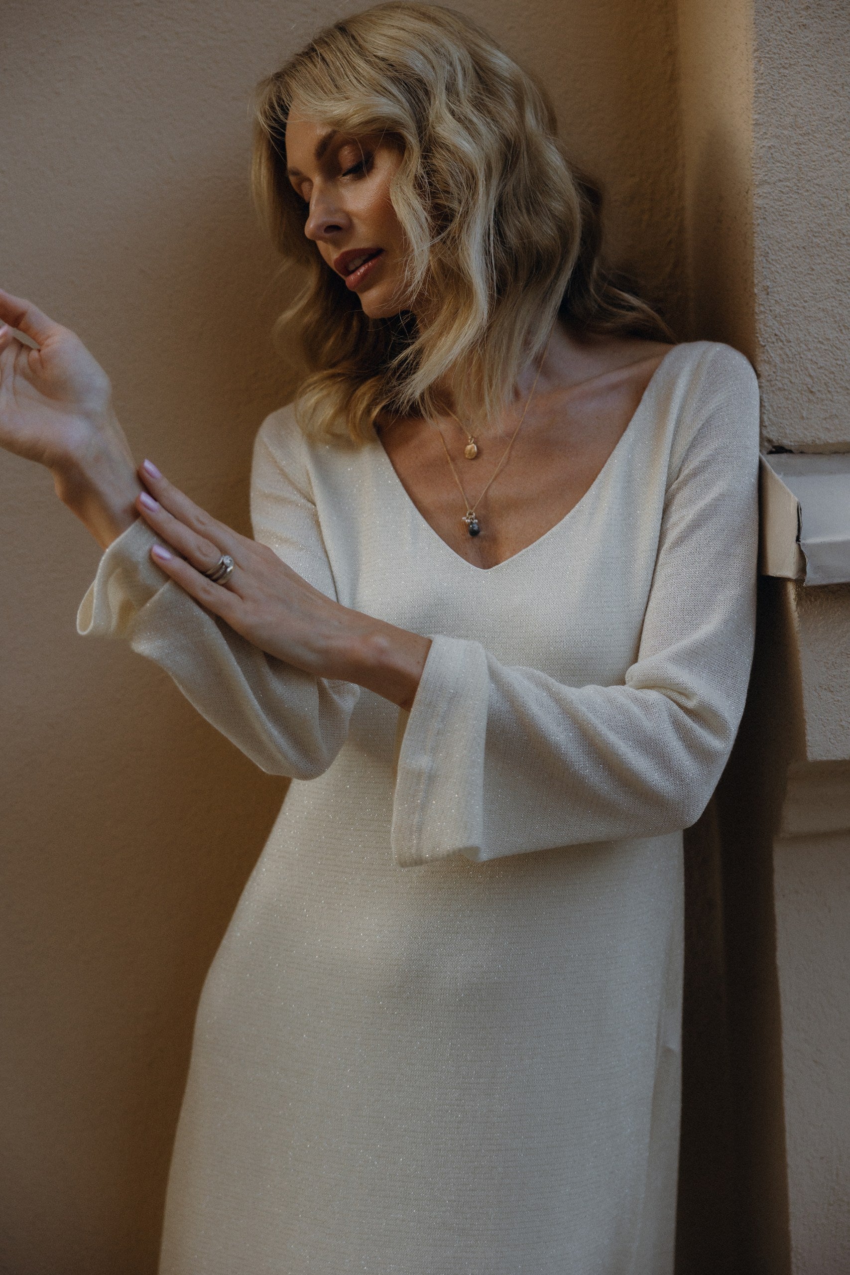 Shimmering Dress "Lucere" - sand color