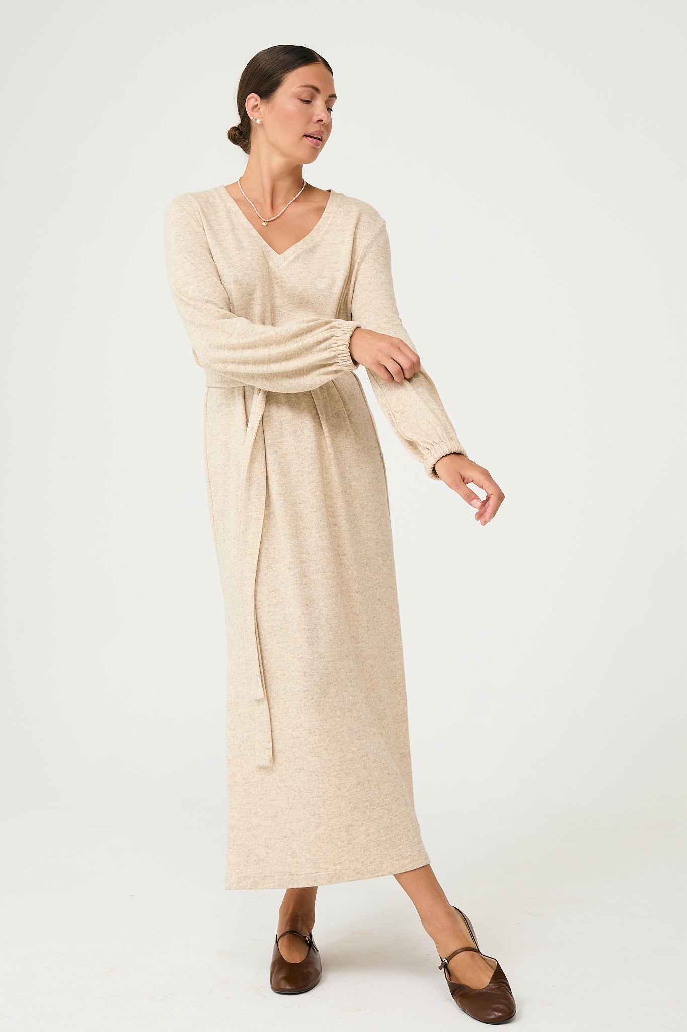 Aurum Midi Dress in Sand