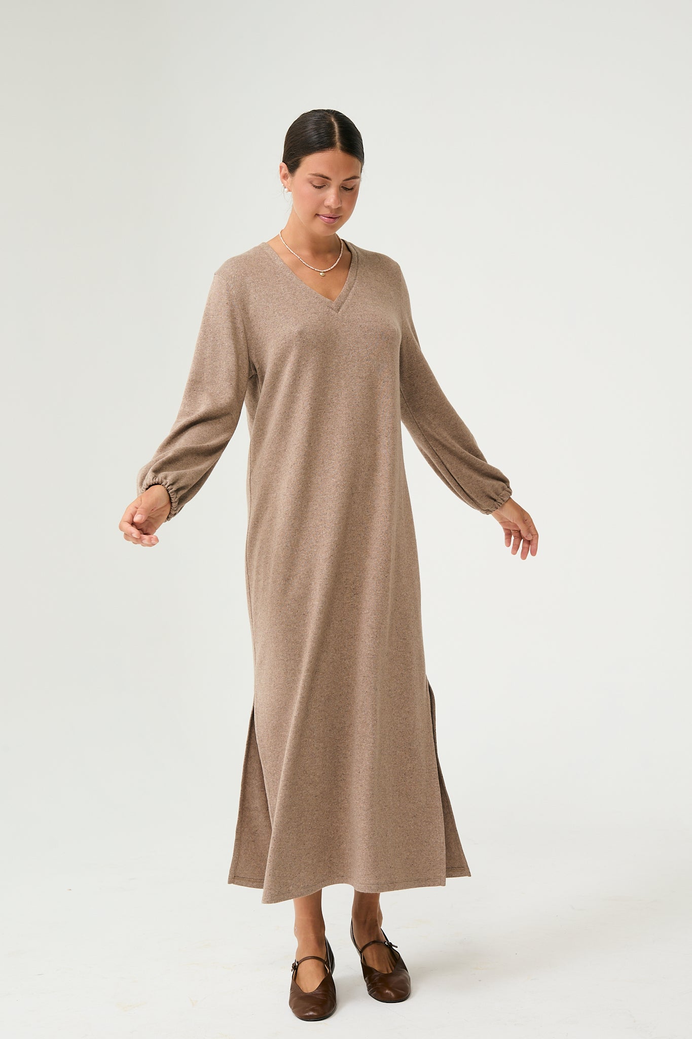 Aurum Midi Dress in Brown