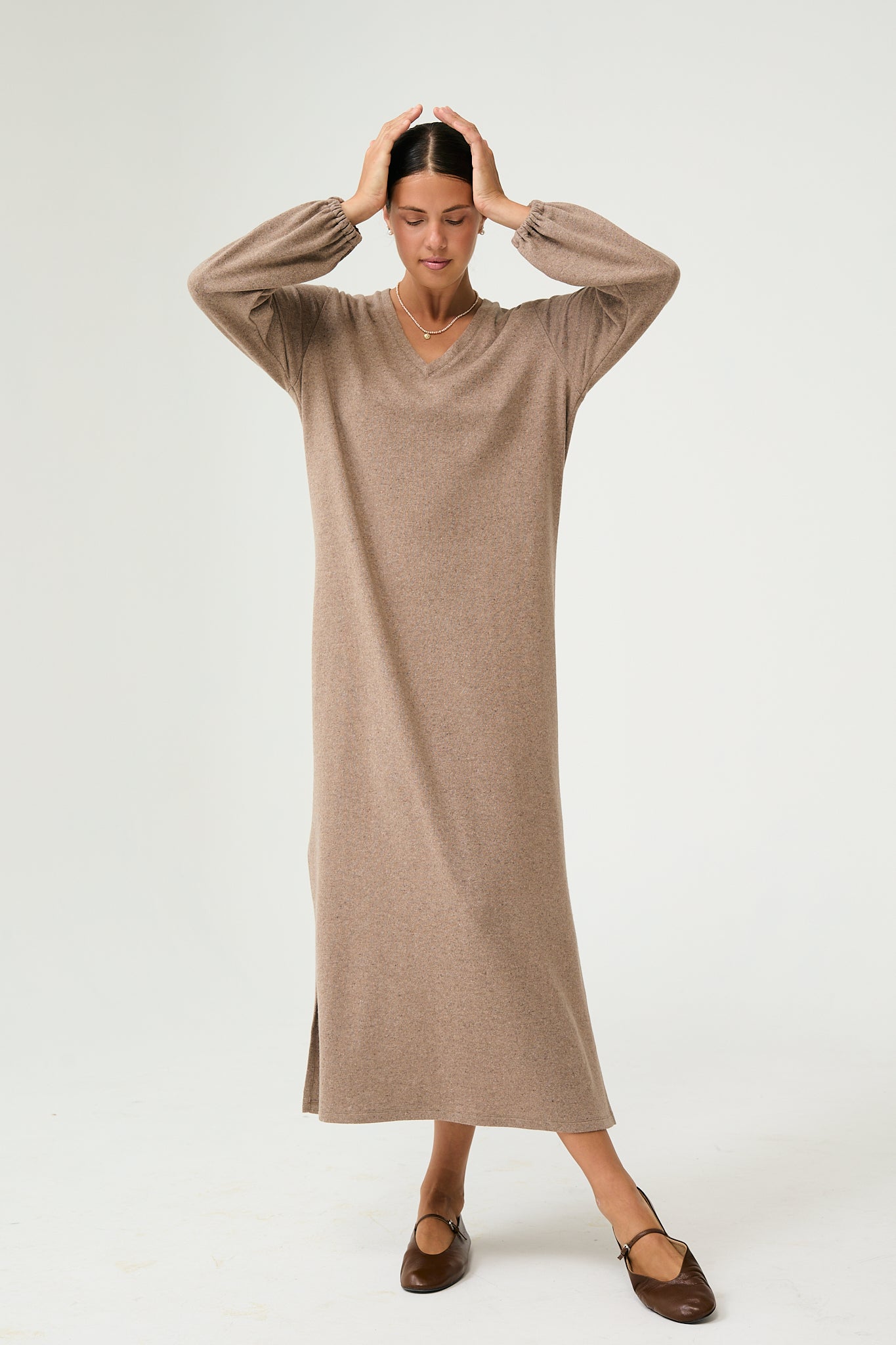 Aurum Midi Dress in Brown
