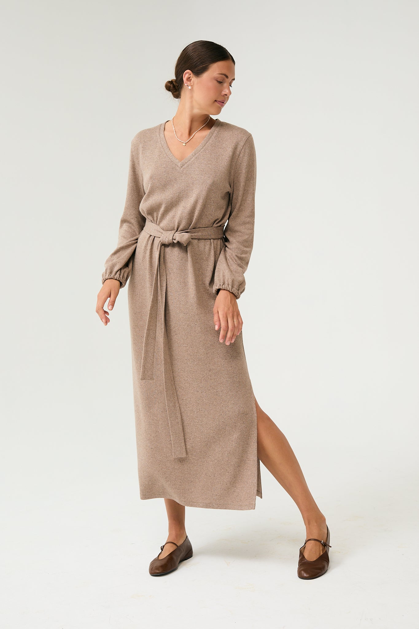 Aurum Midi Dress in Brown