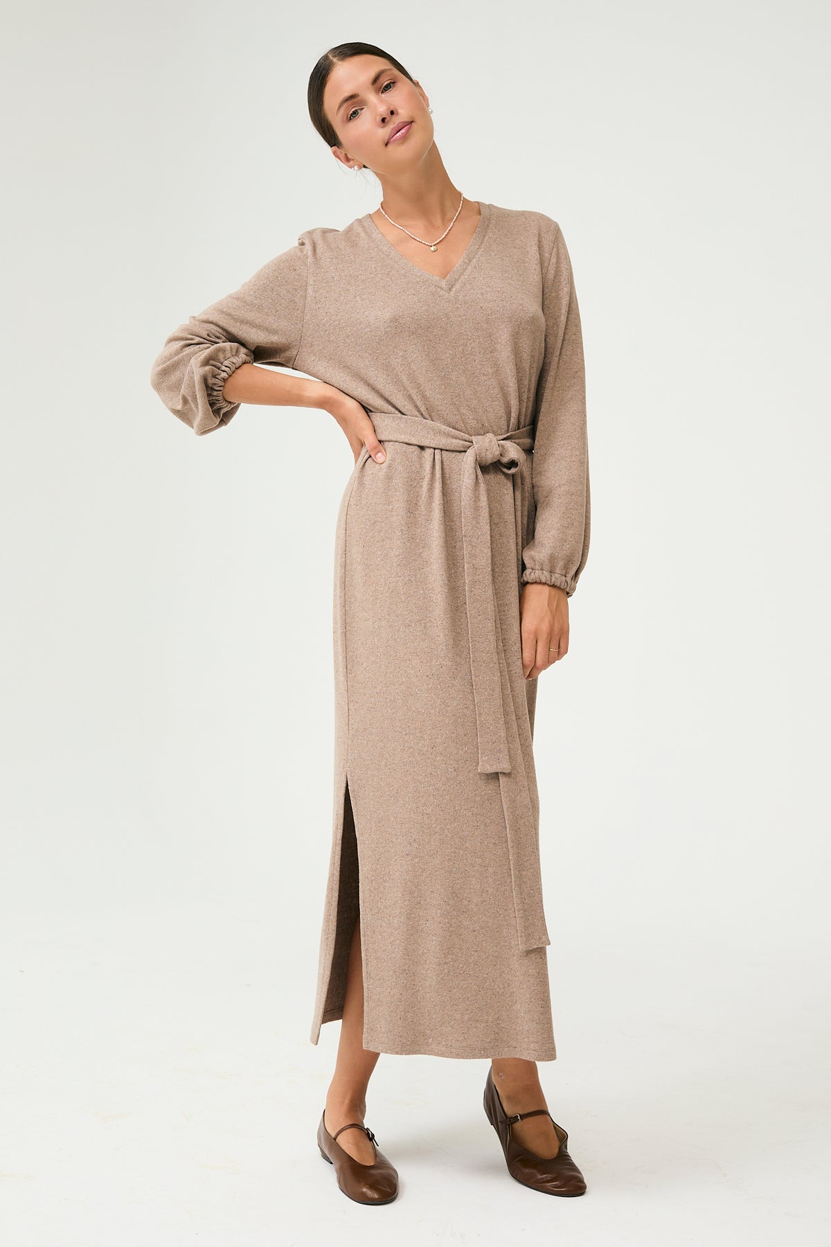 Aurum Midi Dress in Brown