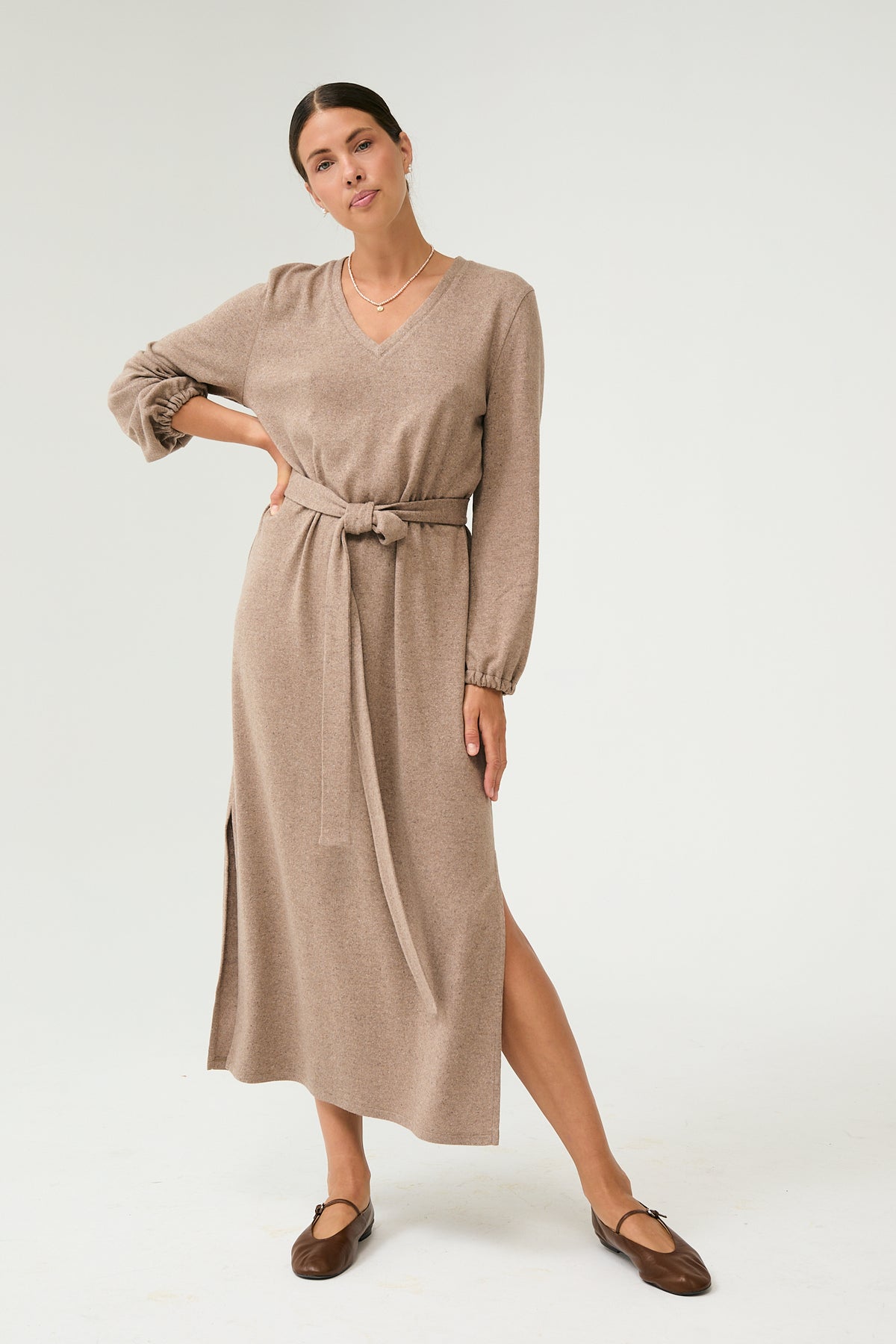 Aurum Midi Dress in Brown