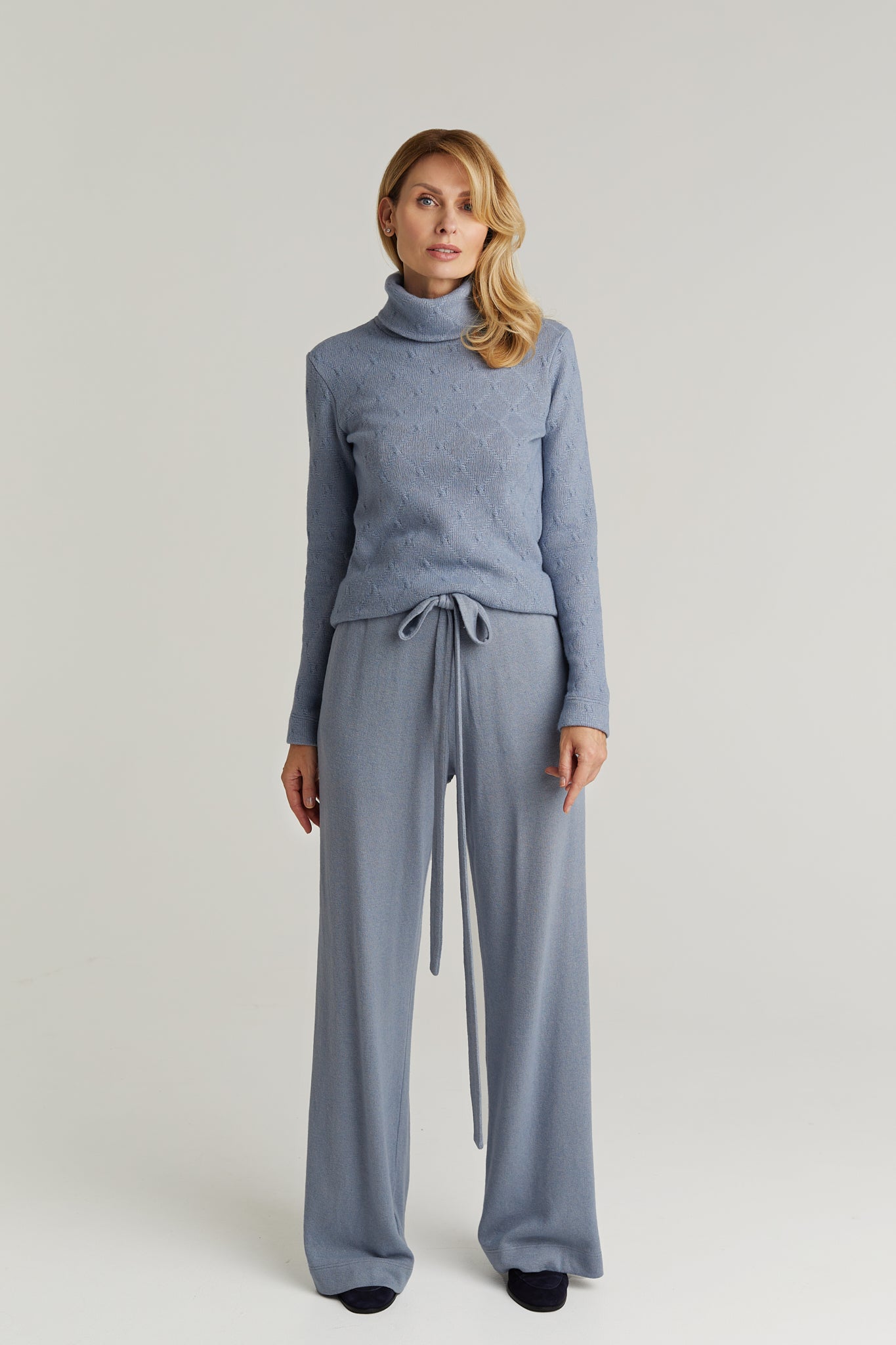 Gaudium Turtleneck Sweater With Pattern in Blue