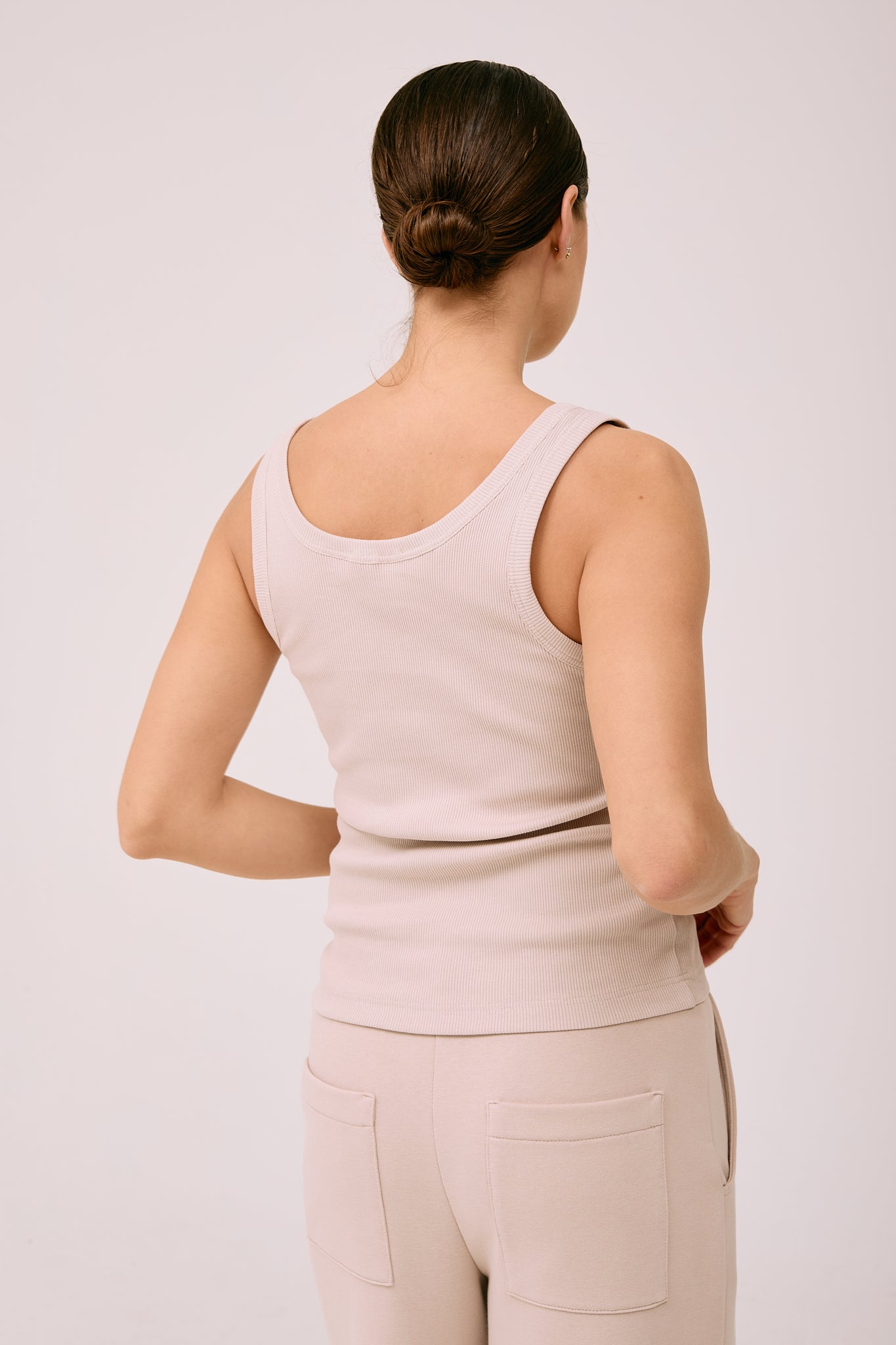 Simplex Sleeveless Rib Tee in Creamy