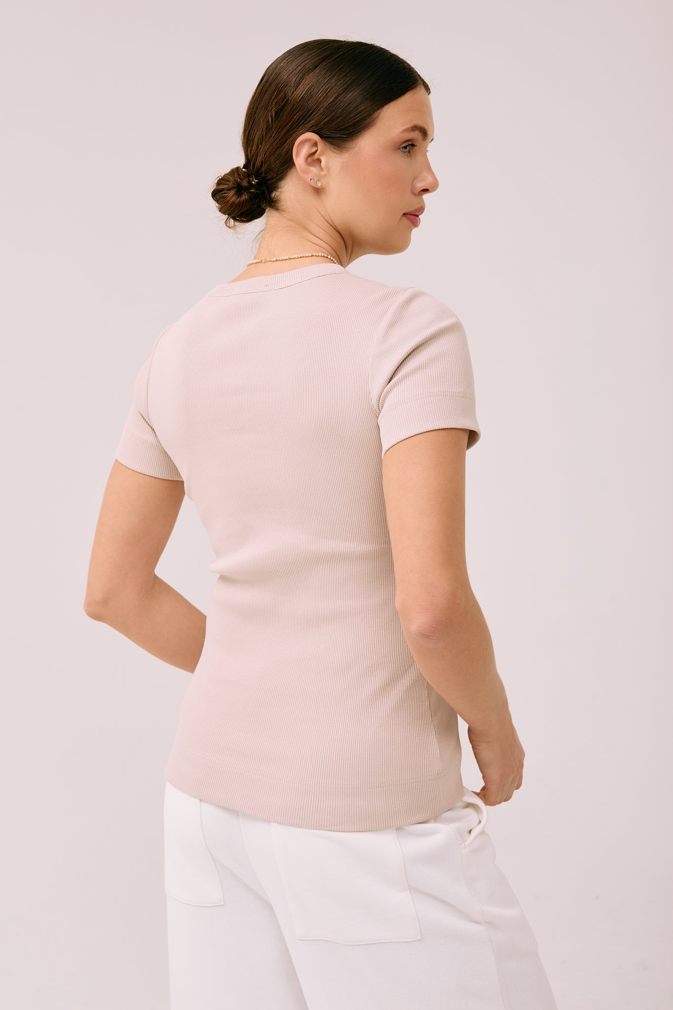 Simplex Short Sleeve Rib Tee in Creamy