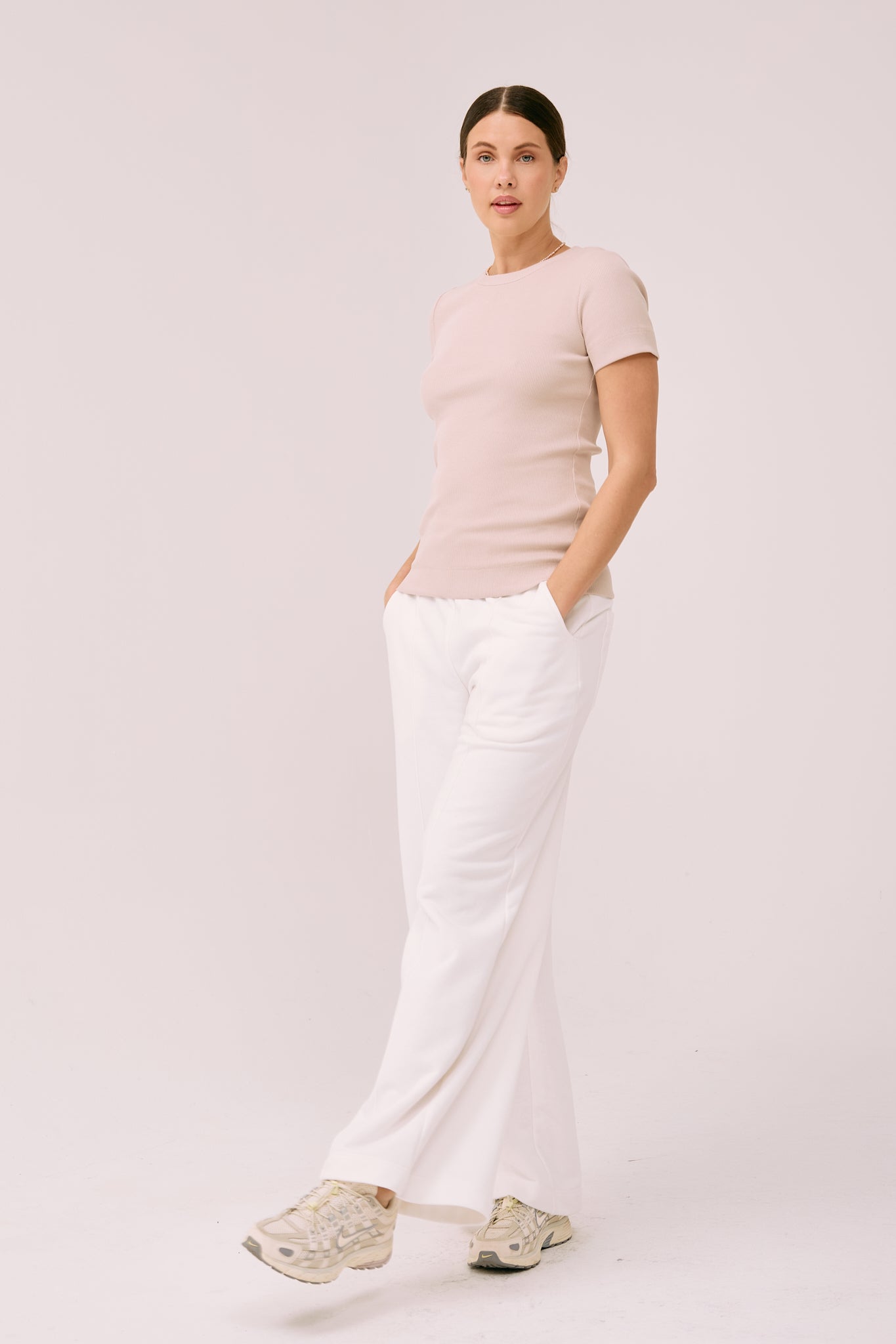 Simplex Short Sleeve Rib Tee in Creamy