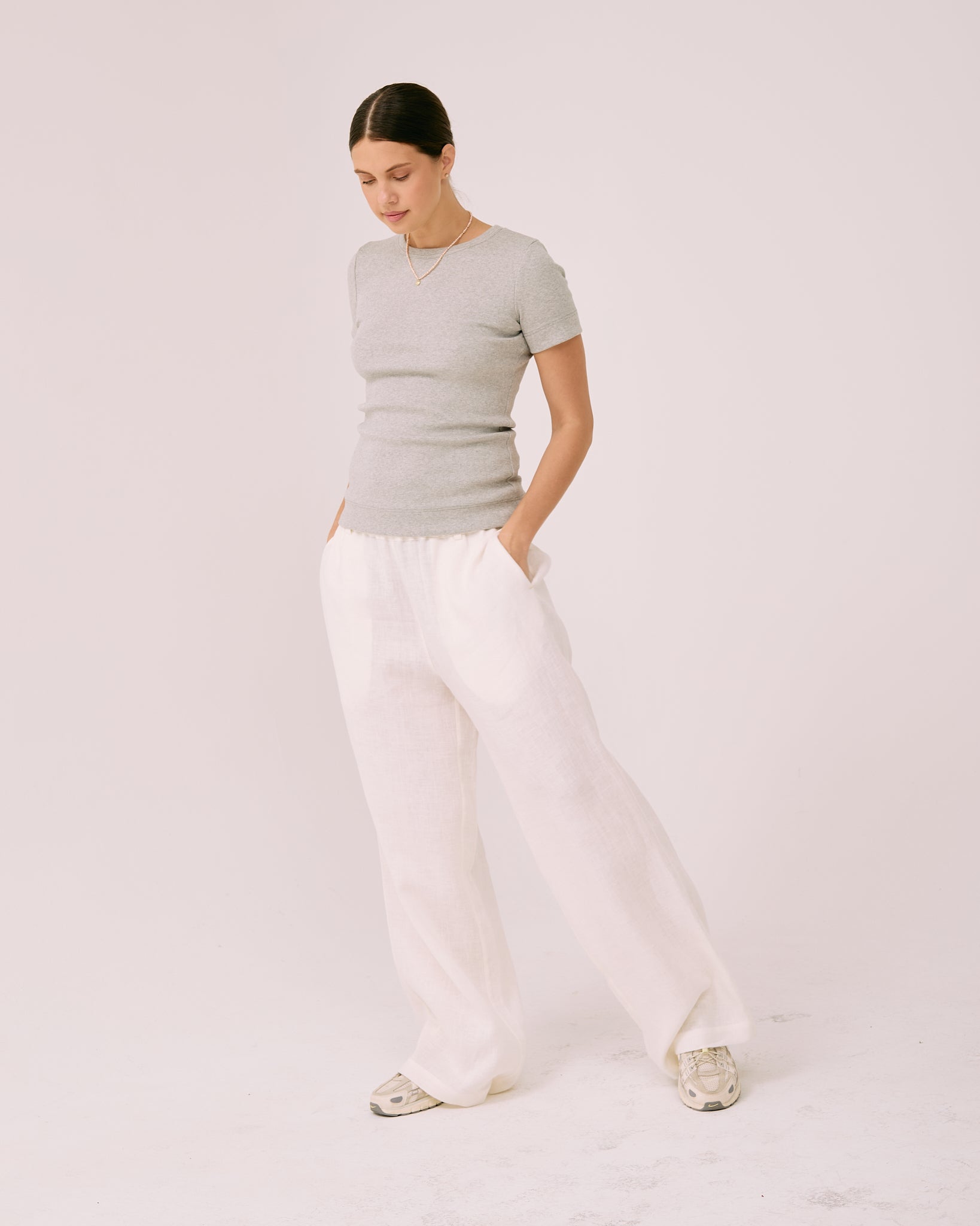 Simplex Short Sleeve Rib Tee in Grey