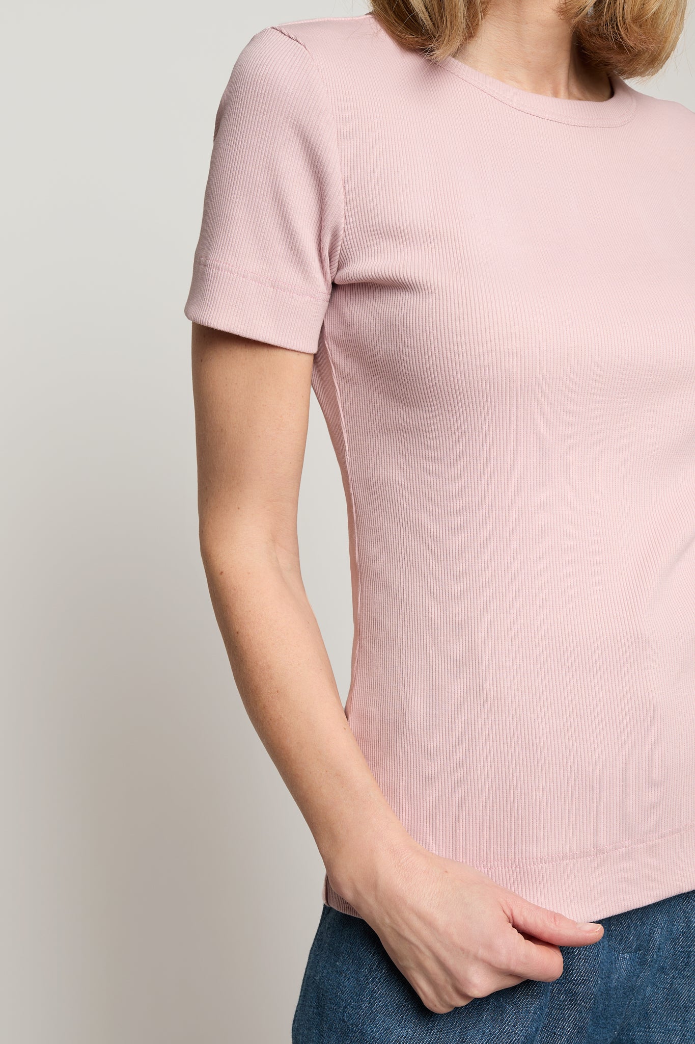 Simplex Short Sleeve Rib Tee in Pink