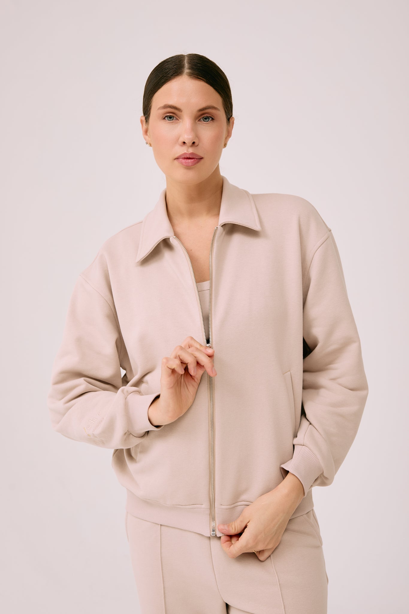 Solum Bomber jacket with collar in Creamy