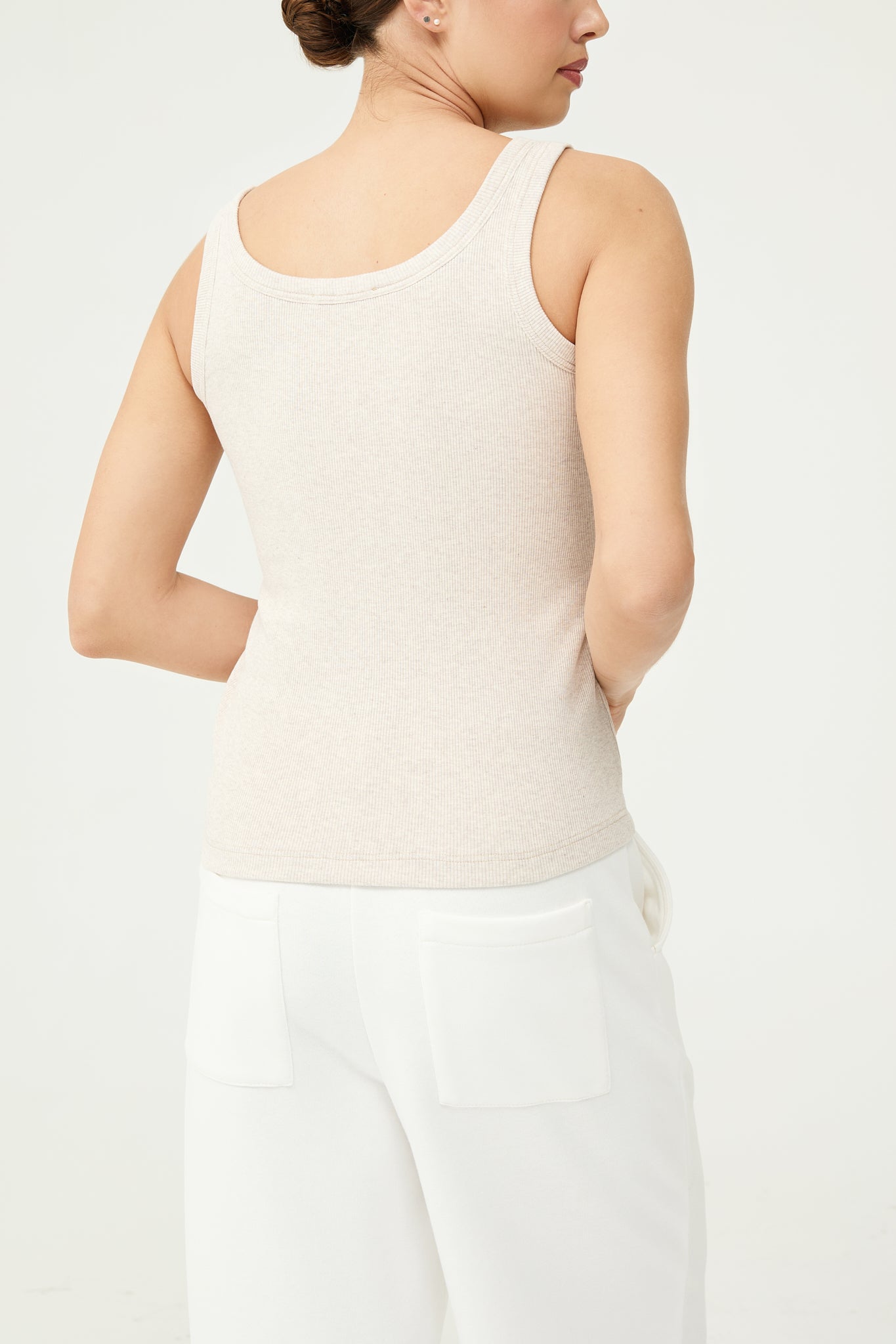 Simplex Sleeveless Rib Tee in Sand