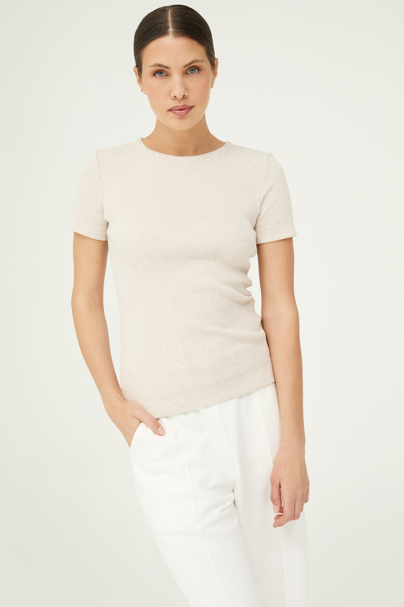 Simplex Short Sleeve Rib Tee in Sand