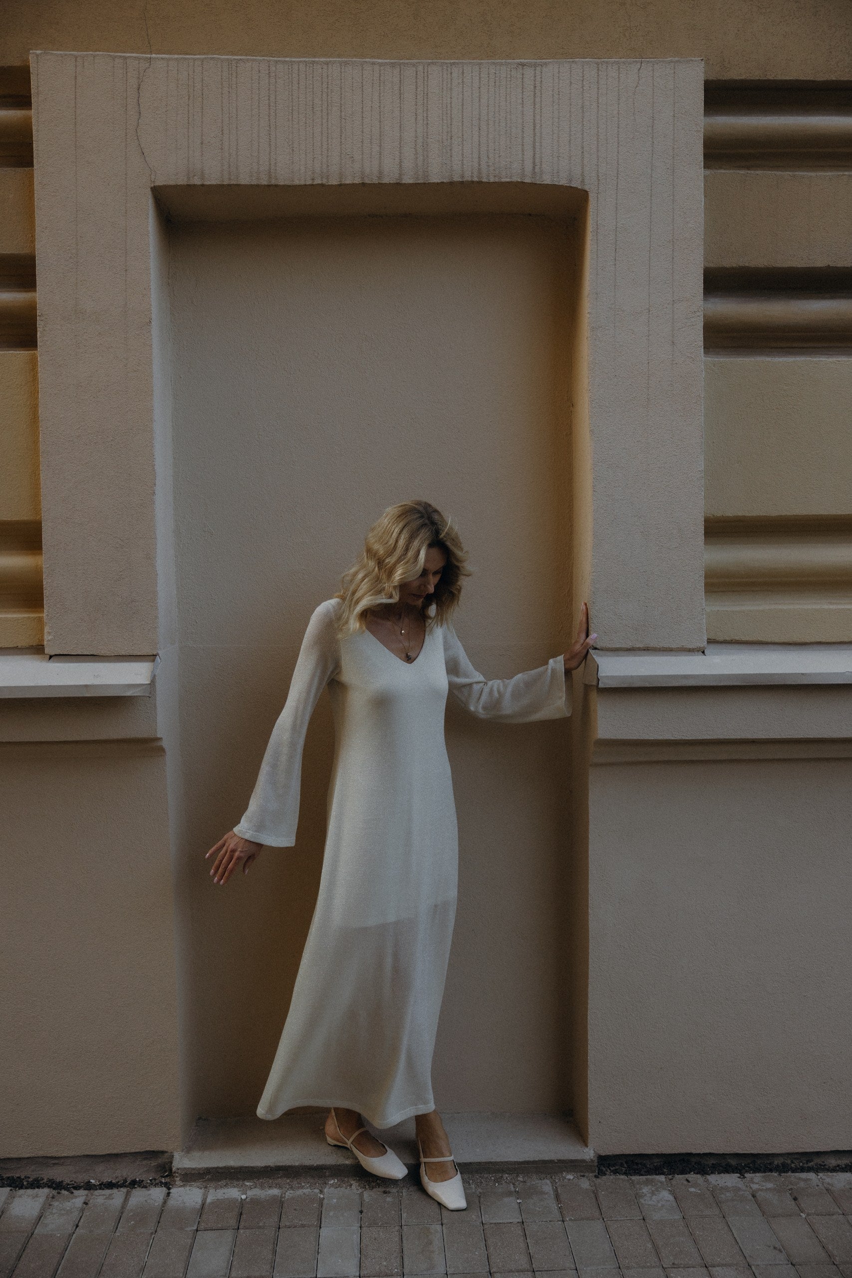 Shimmering Dress "Lucere" - sand color